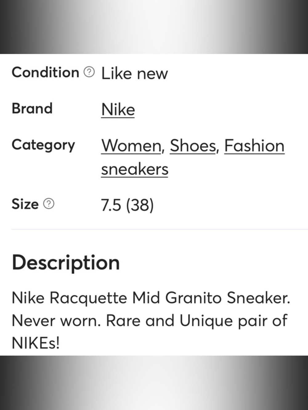 Nike RARE Racquette Mid Granito sneaker bootie. - Picture 8 of 10
